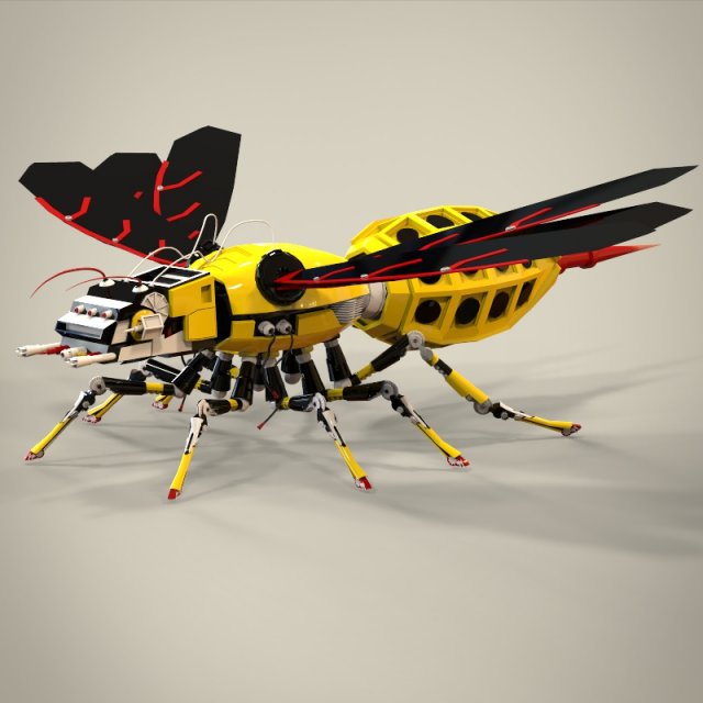 robotic bee 3D Model .c4d .max .obj .3ds .fbx .stl .blend 