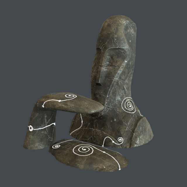 alien stone head 3D Model .c4d .max .obj .3ds .fbx .stl .blend 