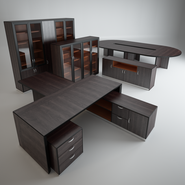 a set of office furniture 3D Модель .c4d .max .obj .3ds .fbx .stl .blend