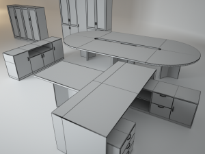 a set of office furniture 3D Модель