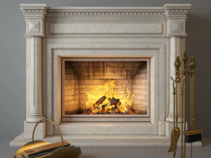 fireplace charlotte with fireplace tools 3D Model