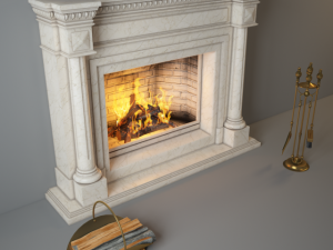 fireplace charlotte with fireplace tools 3D Model