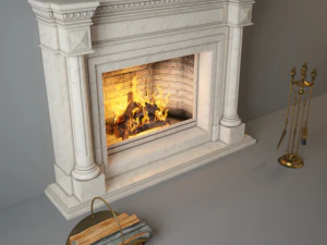 fireplace charlotte with fireplace tools 3D Model