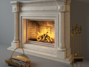 fireplace charlotte with fireplace tools 3D Model