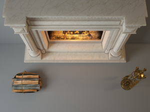 fireplace charlotte with fireplace tools 3D Model
