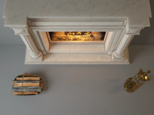 fireplace charlotte with fireplace tools 3D Model
