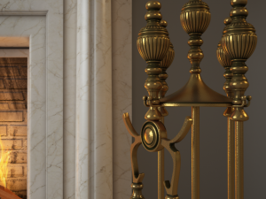 fireplace charlotte with fireplace tools 3D Model