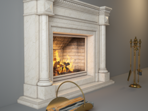 fireplace charlotte with fireplace tools 3D Model