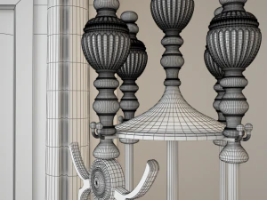 fireplace charlotte with fireplace tools 3D Model