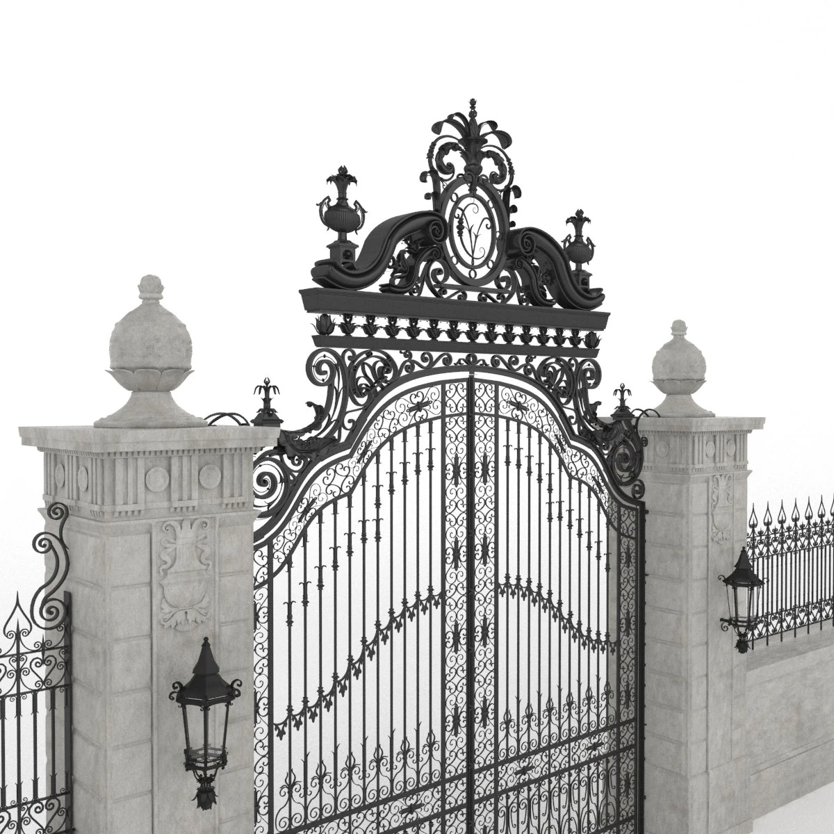 exterior mansion gate 3D Model .c4d .max .obj .3ds .fbx .stl .blend 