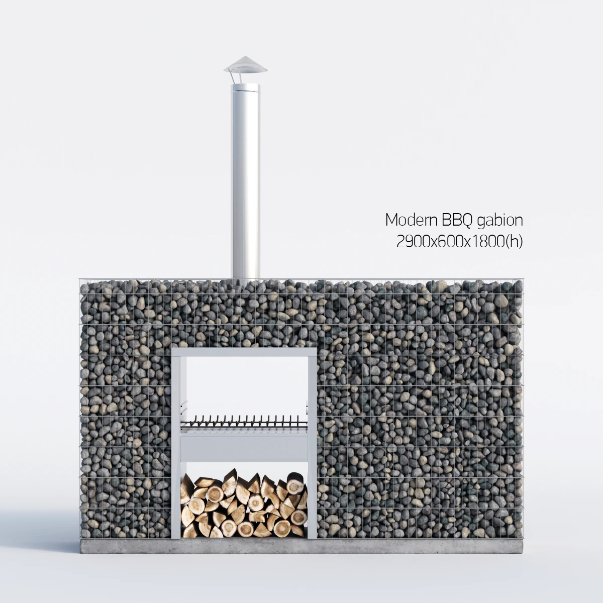 modern bbq gabion 3D Model .c4d .max .obj .3ds .fbx .stl .blend 