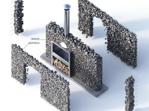 modern bbq gabion 3D Model