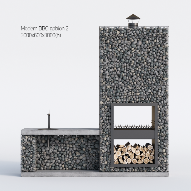 modern bbq gabion 2 Modelo 3D .c4d .max .obj .3ds .fbx .stl .blend 