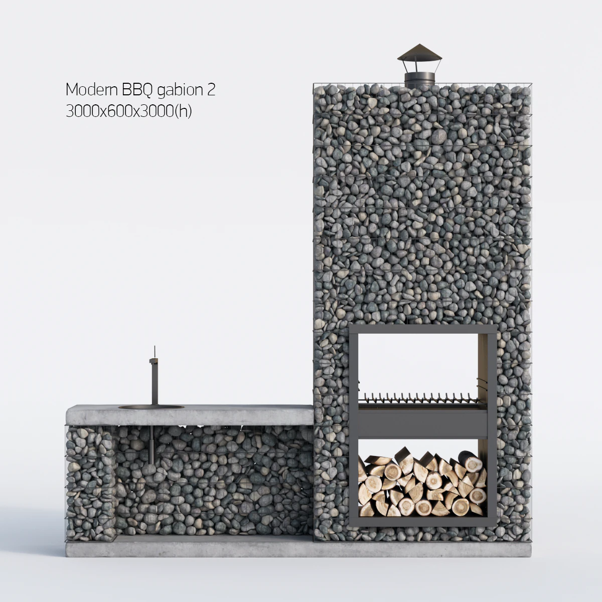 modern bbq gabion 2 3D Model .c4d .max .obj .3ds .fbx .stl .blend