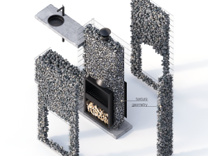 modern bbq gabion 2 Modelo 3D
