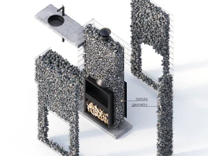 modern bbq gabion 2 3D Model
