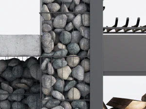 modern bbq gabion 2 3D Model