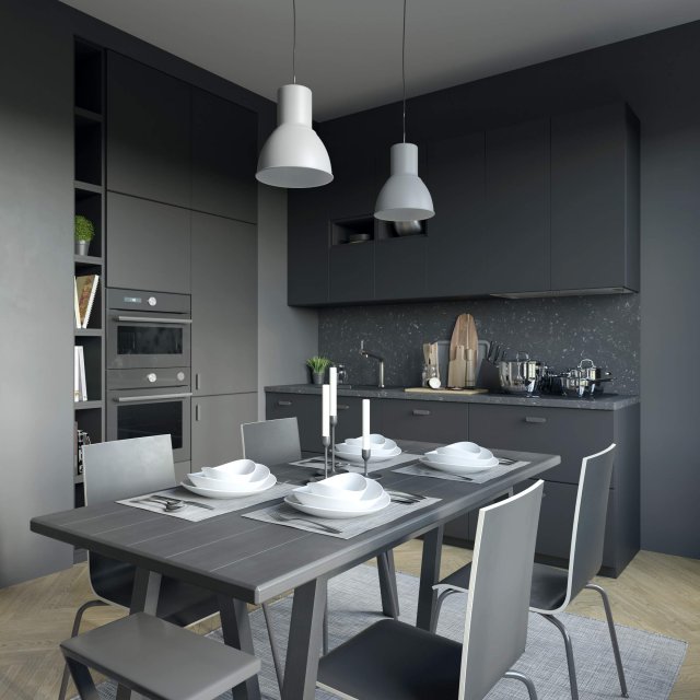 kitchen ikea kungsbacka Model 3D .c4d .max .obj .3ds .fbx .stl .blend 
