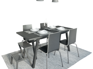 table riggestad and chair martin by ikea 3D Model