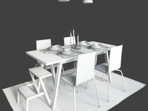 table riggestad and chair martin by ikea 3D Model
