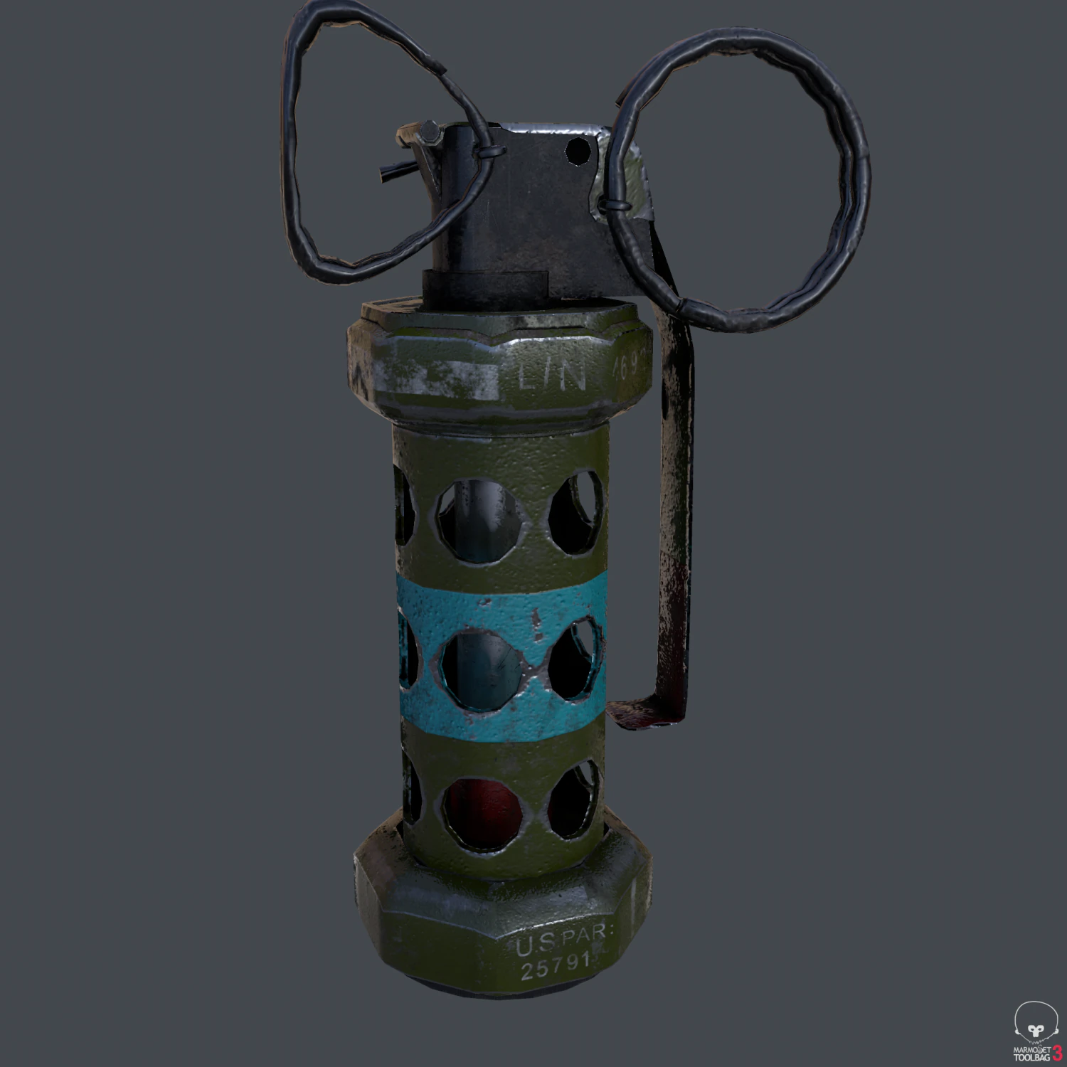 Grenade flash 3D Model .c4d .max .obj .3ds .fbx .stl .blend