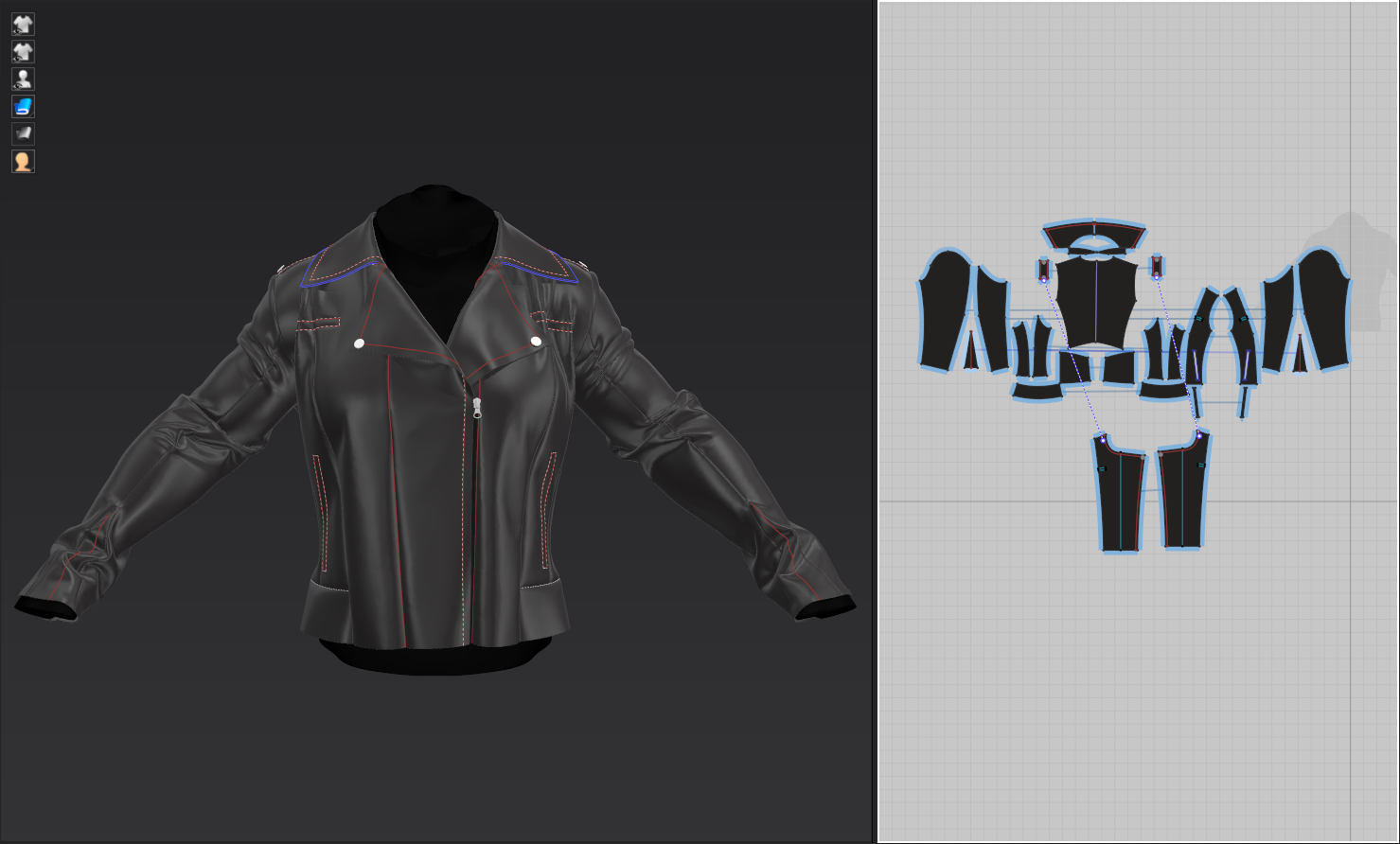 Biker Jacket model for CLO 3d and Marvelous Designer 3D model