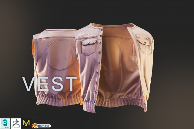 biker vest 3Dモデル .c4d .max .obj .3ds .fbx .stl .blend 