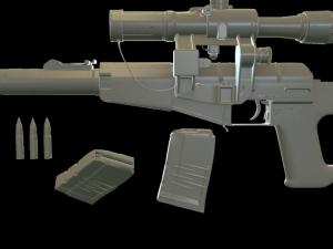 vss with pso1 and bullets 3D Model