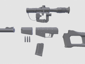 vss with pso1 and bullets 3D Model