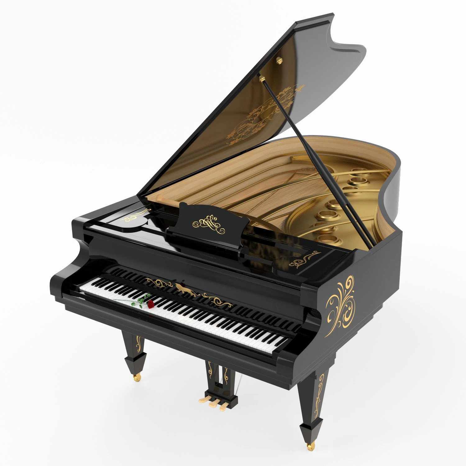 piano classic model 3D Model .c4d .max .obj .3ds .fbx .stl .blend 
