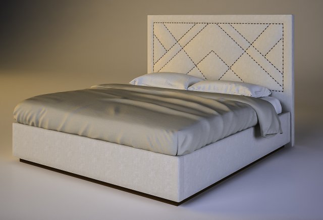 patterned nailhead king size bed west elm 3D Model .c4d .max .obj .3ds .fbx .stl .blend 