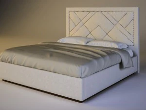 patterned nailhead king size bed west elm 3D Model