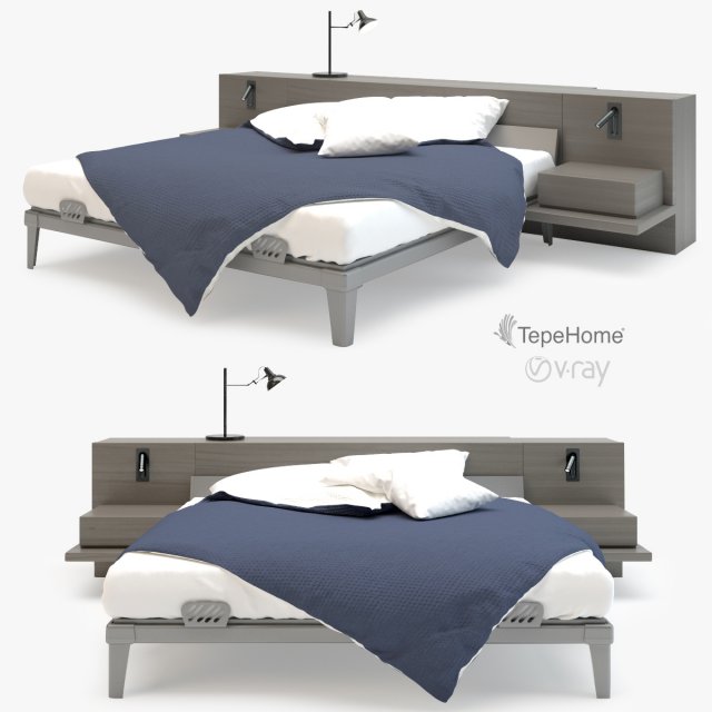 modern grey wood bed 3Dモデル .c4d .max .obj .3ds .fbx .stl .blend