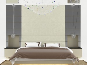 classic bed and leather bedisde Model 3D