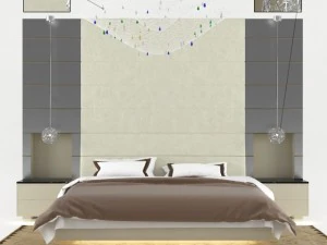 klasyczne ł&oacute;żko i sk&oacute;rzana szafka nocna Model 3D