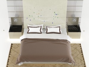 classic bed and leather bedisde Modèle 3D