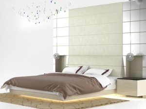 classic bed and leather bedisde Modèle 3D