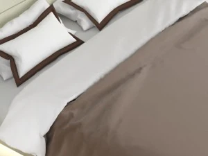 classic bed and leather bedisde 3D Model