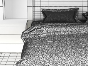 classic bed and leather bedisde Modèle 3D