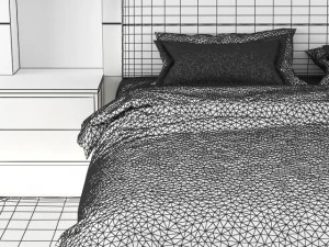 classic bed and leather bedisde 3D Model