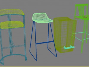 bar stool sets 3D Model