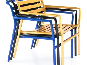 salon ze słomianym fotelem Model 3D