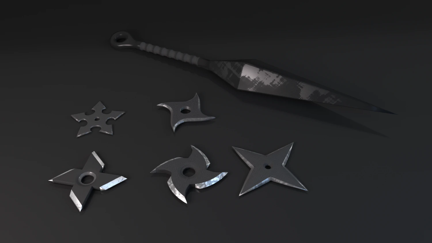 ninja shuriken and kunai collection 3D Model .c4d .max .obj .3ds .fbx .stl .blend 