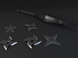 ninja shuriken and kunai collection 3D Models