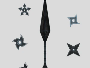 ninja shuriken and kunai collection 3D Model