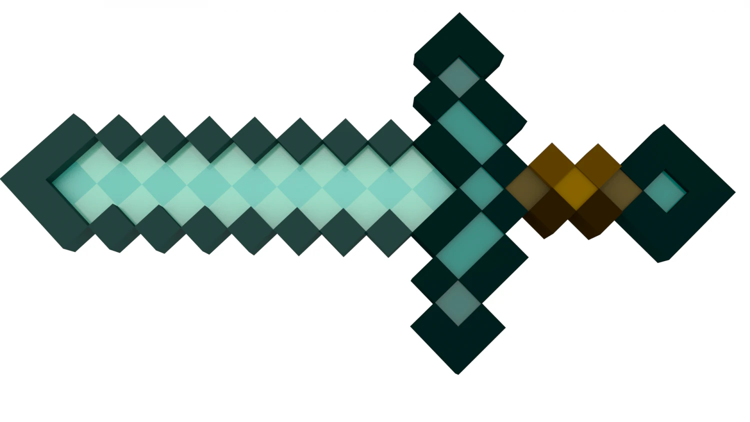 minecraft diamond sword 3D Model .c4d .max .obj .3ds .fbx .stl .blend 