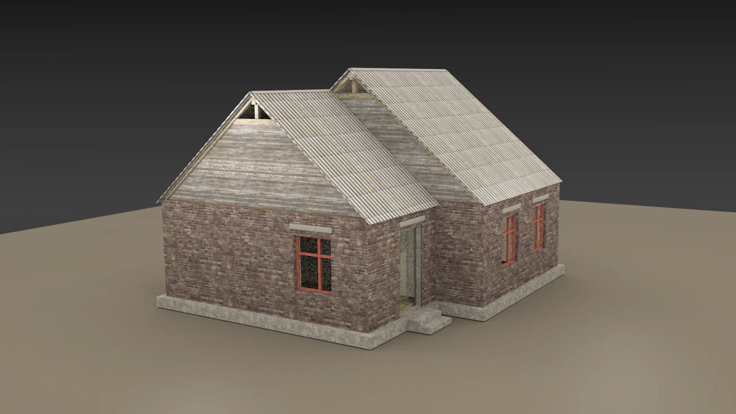 古い家の低ポリ 3Dモデル .c4d .max .obj .3ds .fbx .stl .blend 