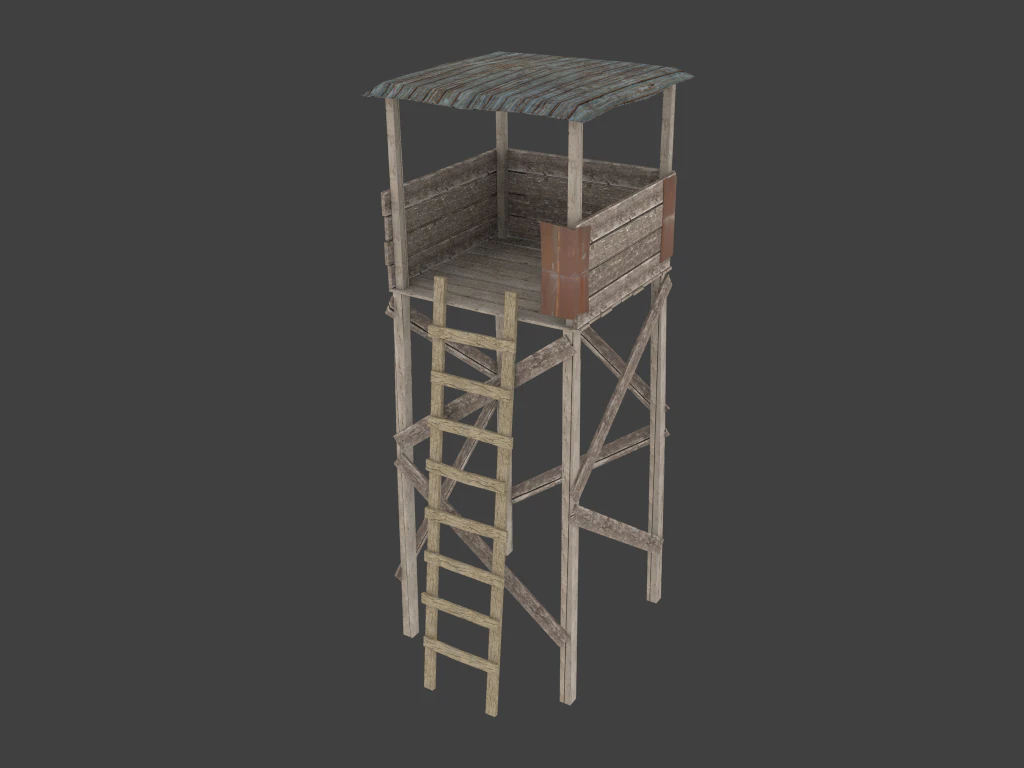 wooden tower low poly 3D Model .c4d .max .obj .3ds .fbx .stl .blend 