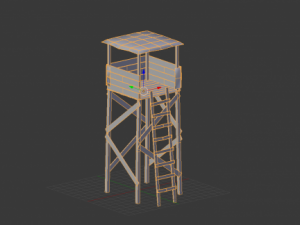 wooden tower low poly 3D Modell