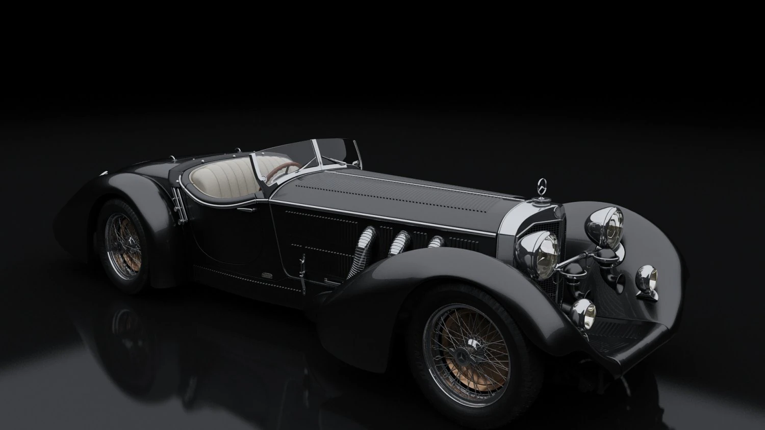 1930 mercedes benz ss roadster 3D Model .c4d .max .obj .3ds .fbx .stl .blend 